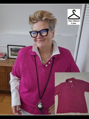 Saks Fifth Avenue Fuchsia Silk Knit Top Size 2X